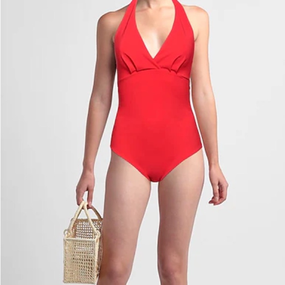Chiara Boni Red V-Neck One-Piece Swimsuit